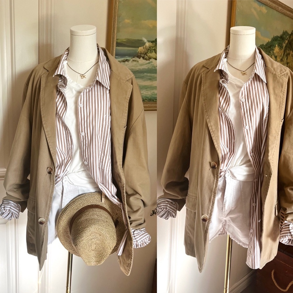 CLASSIC Cotton Tan Oversized Neutral Blazer Jacket